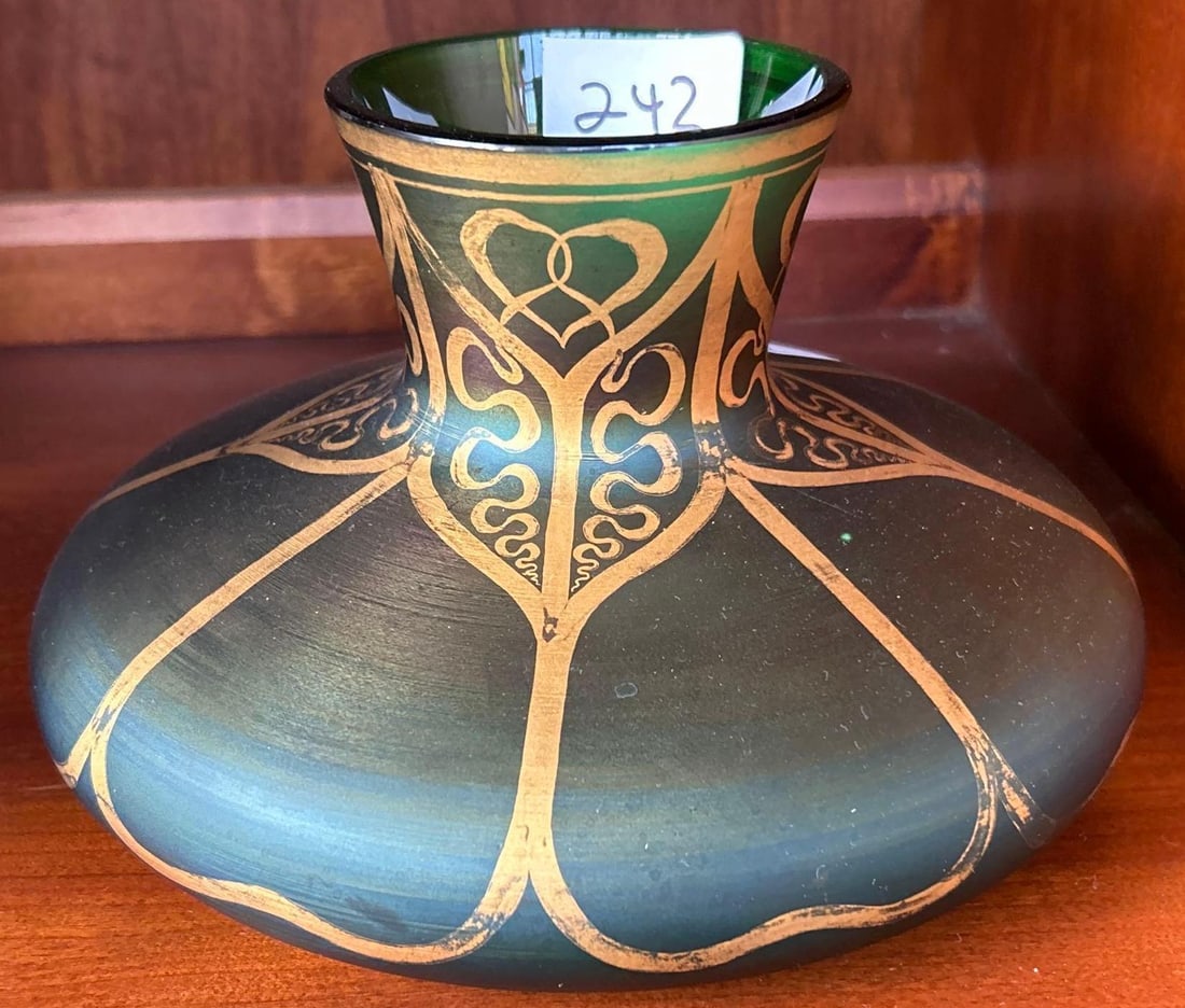 Art Nouveau Hand Painted Glass Vase (1 of 4)