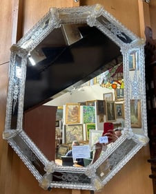 Large & Ornate Octagonal Venetian Glass Wall Mirror