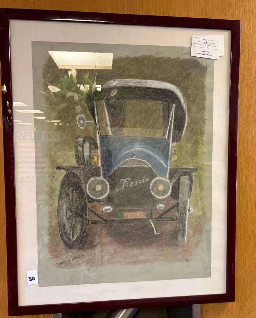 Classic Car, Signed J Lilly, Pastel On Paper: Classic Car, Signed J Lilly, Pastel On Paper. Approximately 29.75H x 23.5W x 0.5D in. Sight Approximately 24.0H x 18.0W in.