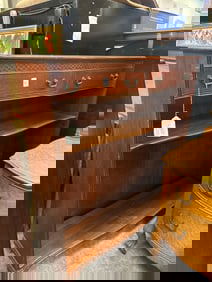 Mahogany Serpentine Shelf With Drawers
