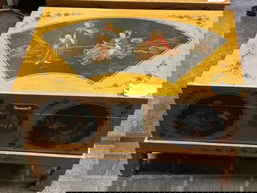 Lacquered Chinese Trunk On Stand