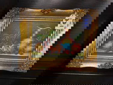 Still Life With Fruit, Oil On Canvas Board