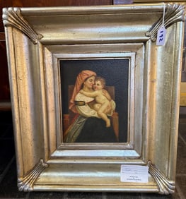 Madonna And Child, Oil On Board