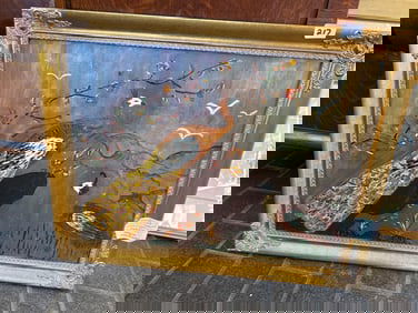 Two Peacocks, Oil on Board