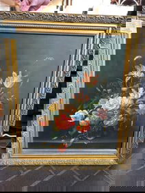 Dutch Style Still Life Of Flowers, Oil On Canvas