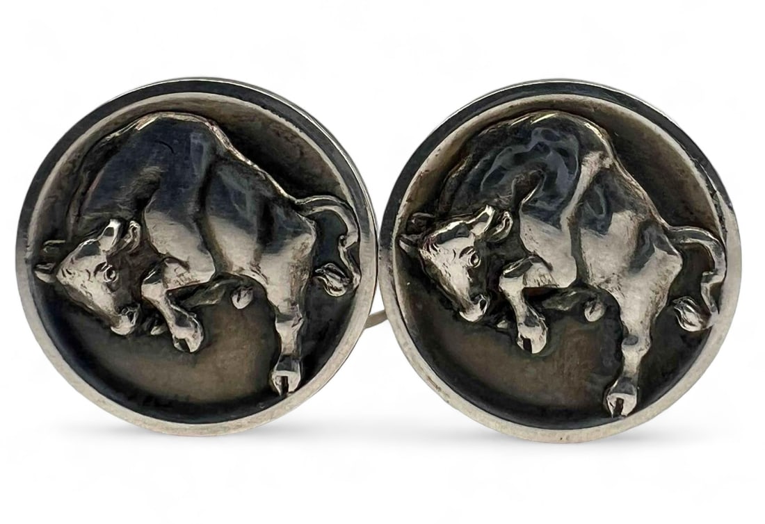Georg Jensen Sterling Silver Danish Modern Taurus Zodiac Cuff Links (1 of 8)