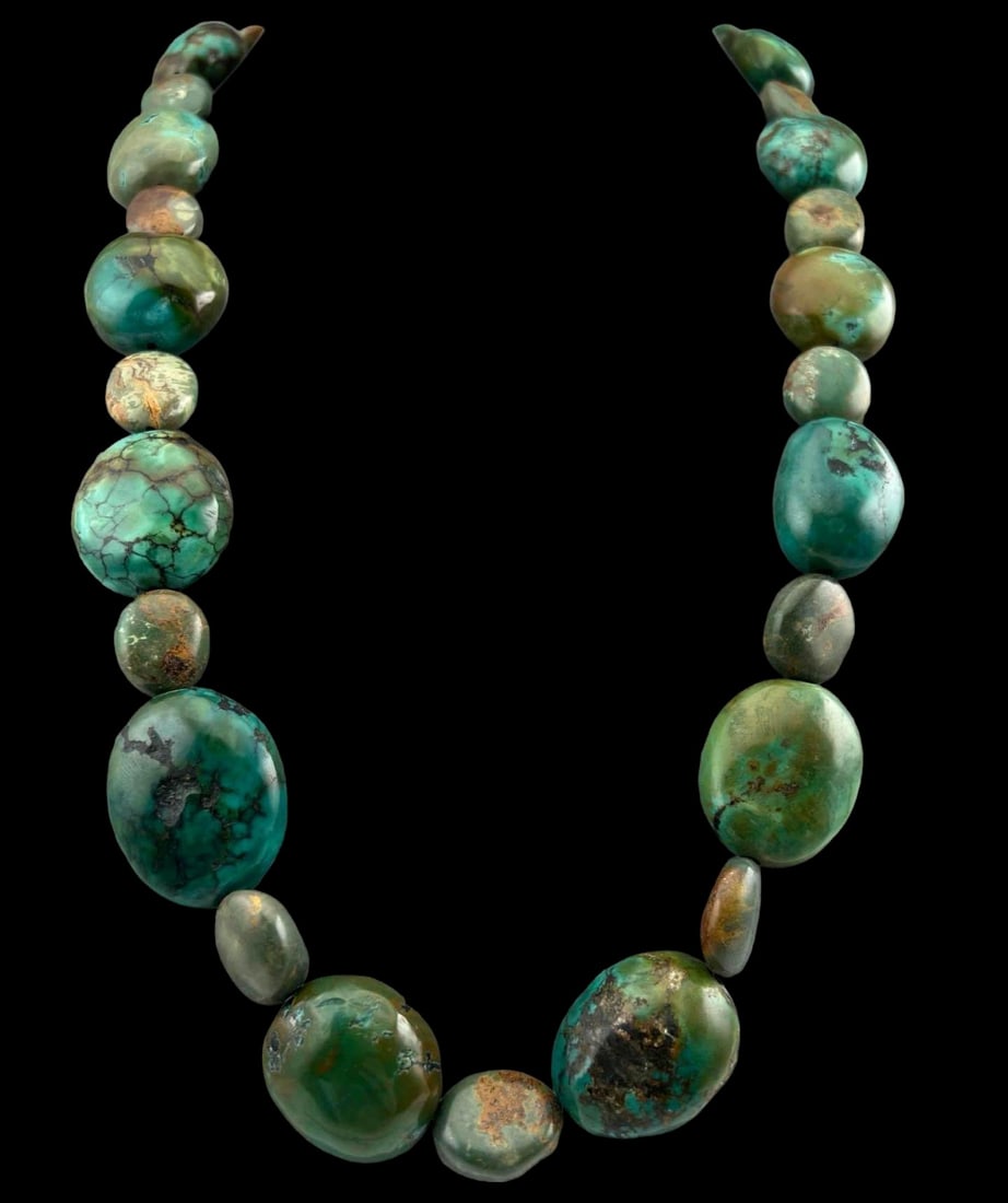 Native American Sterling Silver Turquoise Bead Necklace (1 of 12)