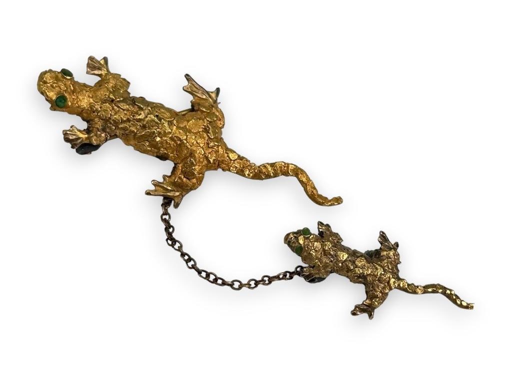 14K Double Lizard Brooch (1 of 12)