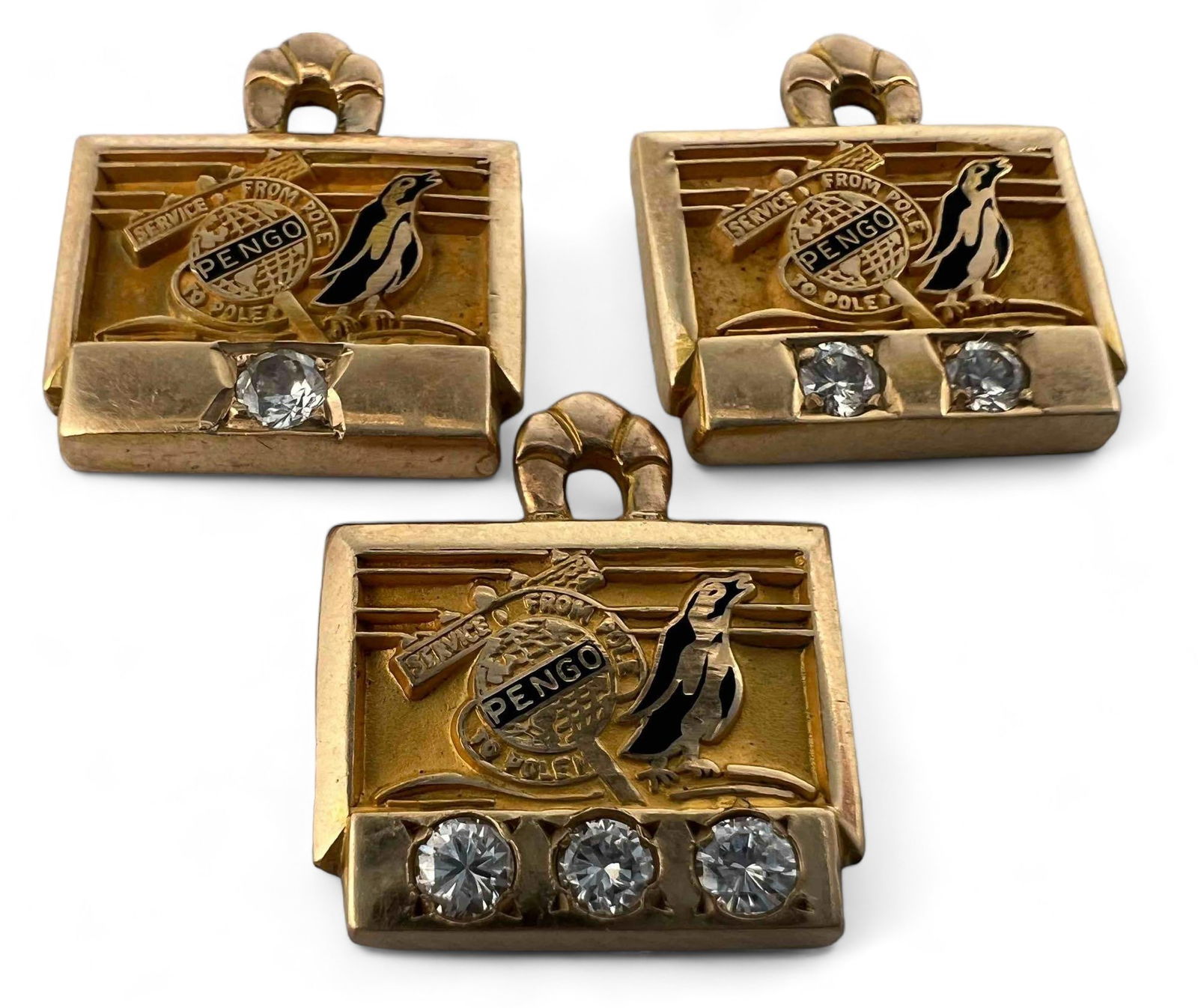 Three 14K Diamond Pengo Penguin Pole Service Linesman Charms (1 of 9)