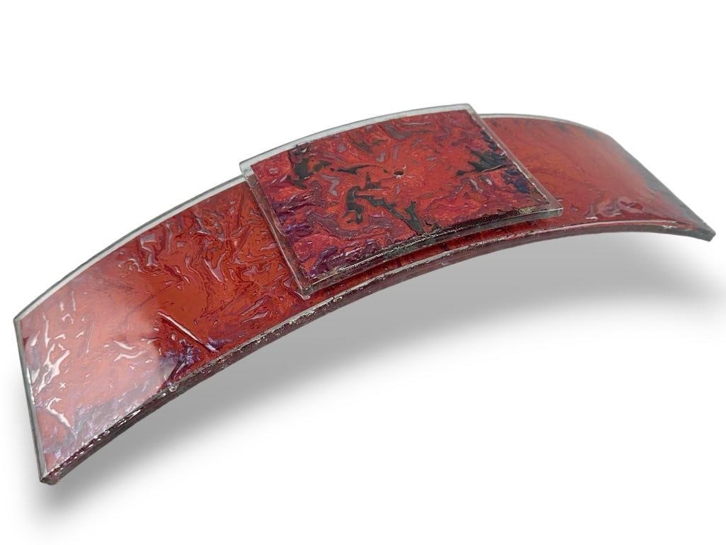 Charleton Art Glass Incense Holder: Charleton Art Glass Incense Holder. Signed "Charleton 05." Approximately 17.0L x 4.5W x 3.5H in.