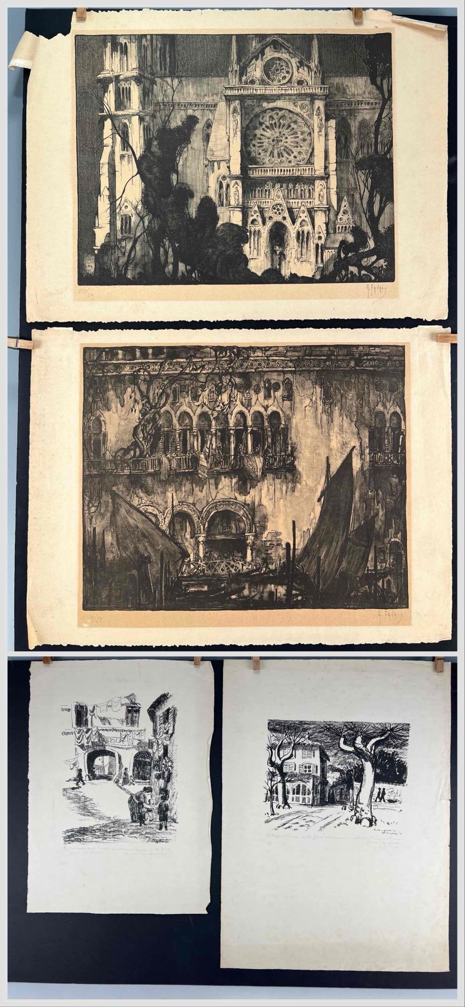 Gennaro Favai (Italian, 1879-1958) and Edwin Kaufman (American, 1906-1939), Four Etchings (1 of 16)