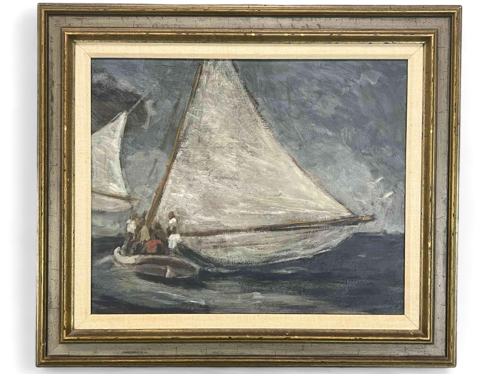 Geoffrey Lewis (American, 20th C) Sailboat & Crew, Maritime Scene, Oil On Canvas (1 of 12)