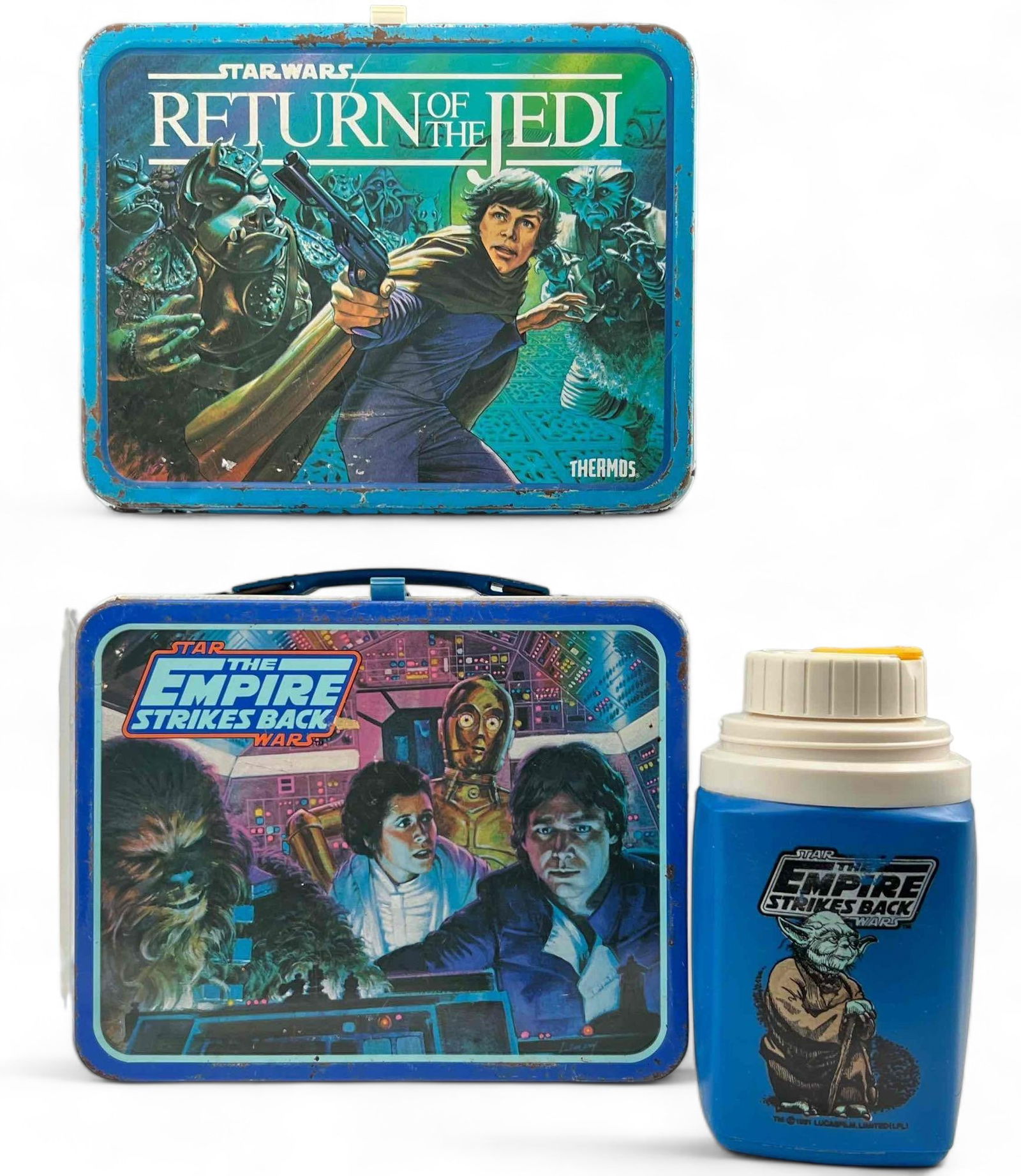 Two 1980's Star Wars Metal Lunch Boxes & Thermos (1 of 18)