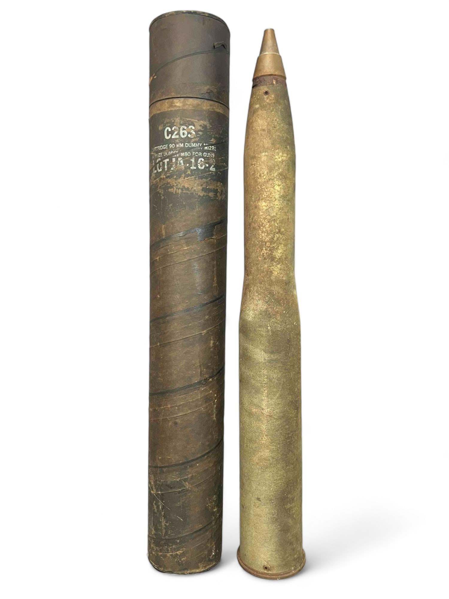 90mm Cement Filled Dummy Round With Original Case (1 of 15)