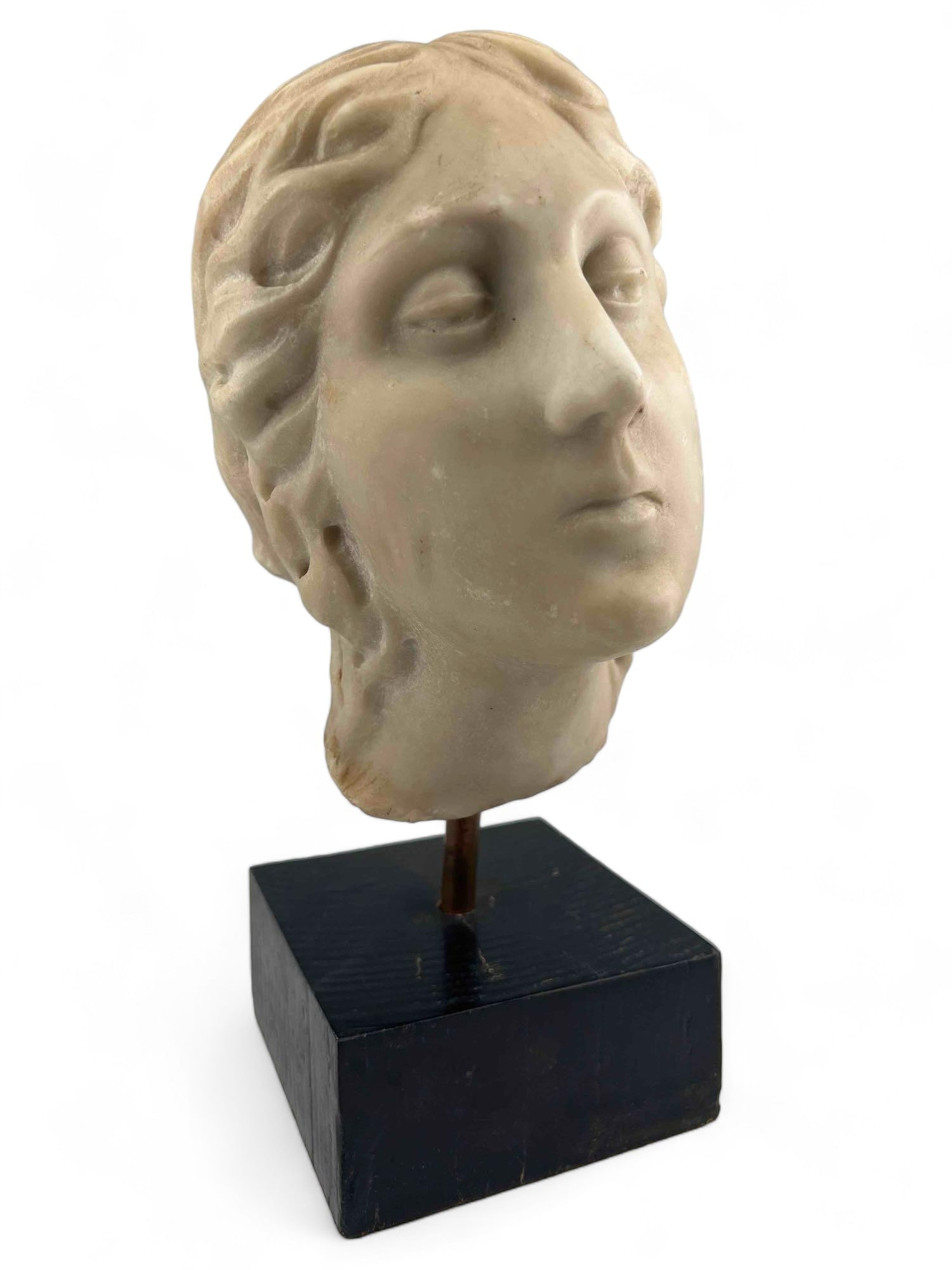 Spanish Colonial Alabaster Bust Of Saint: Spanish Colonial Alabaster Bust Of Saint. Collected from Peru in the mid 1950's. Approximately 13.25H x 7.25D x 5.5W in.