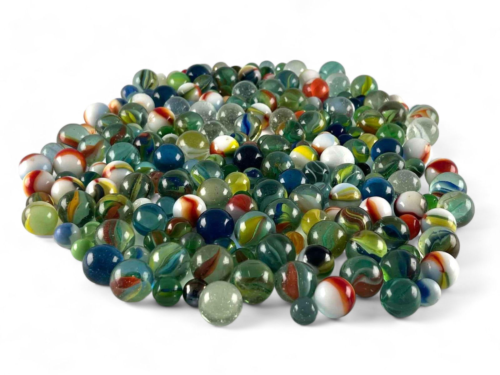 Collection Of Older Glass Marbles: Collection Of Older Glass Marbles. Largest approximately 1.0in. Smallest approximately 0.5in.