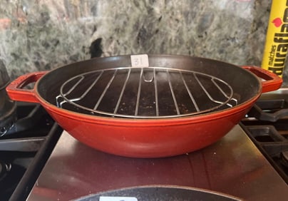 Staub Enamel Cast Iron Wok With Rack