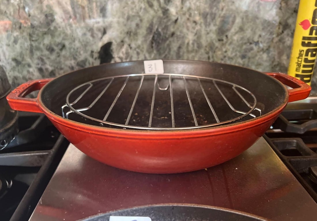 Staub Enamel Cast Iron Wok With Rack (1 of 2)