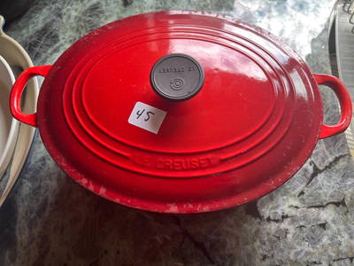 Le Creuset Red Enamel Cast Iron Dutch Oven