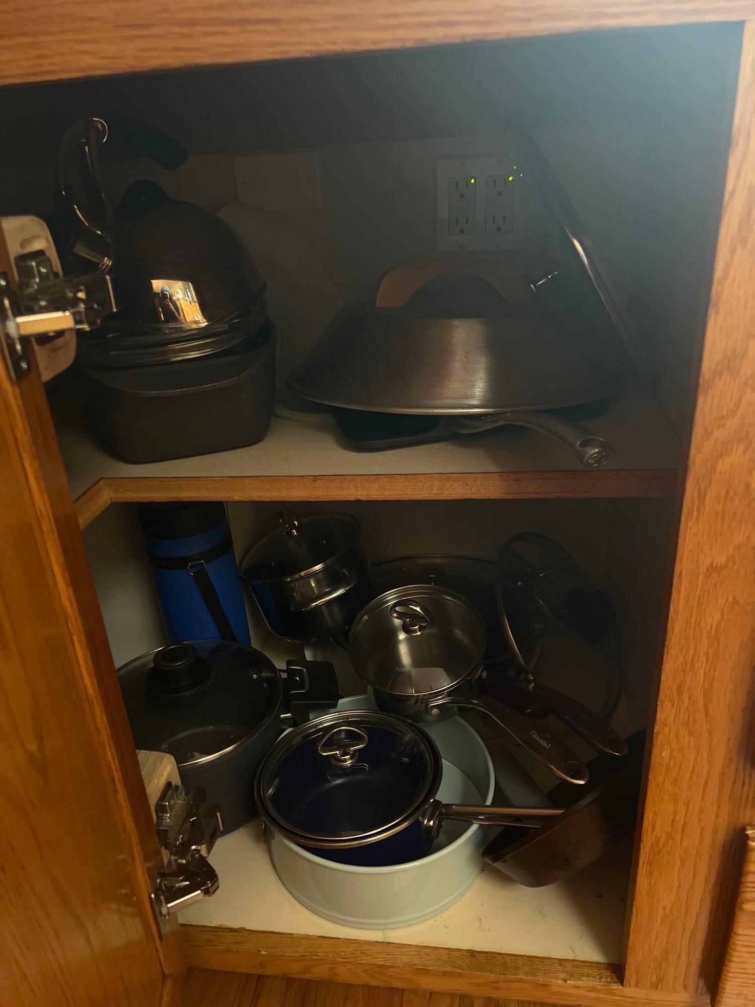 Lot Of Pots, Pans, Kettle, Cake Pan, And Other Cooking Equipment: Lot Of Pots, Pans, Kettle, Cake Pan, And Other Cooking Equipment. Pick-Up will be Thursday Aug 8th & Saturday Aug 10th from 11:00-4:00. Shipped items must have shipping arranged by Saturday, Aug 10th.