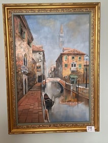 Venetian Cityscape, Oil On Canvas