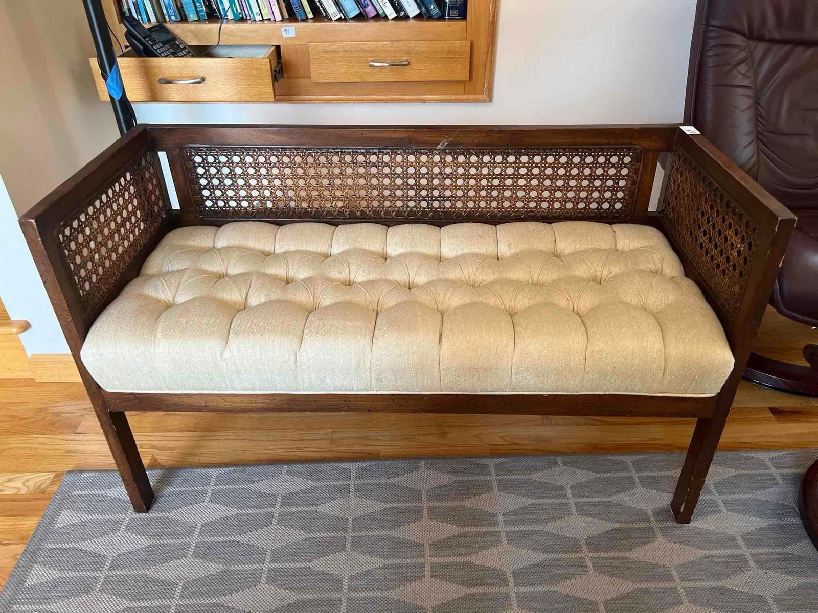 Tufted Cane Back Bench (1 of 4)