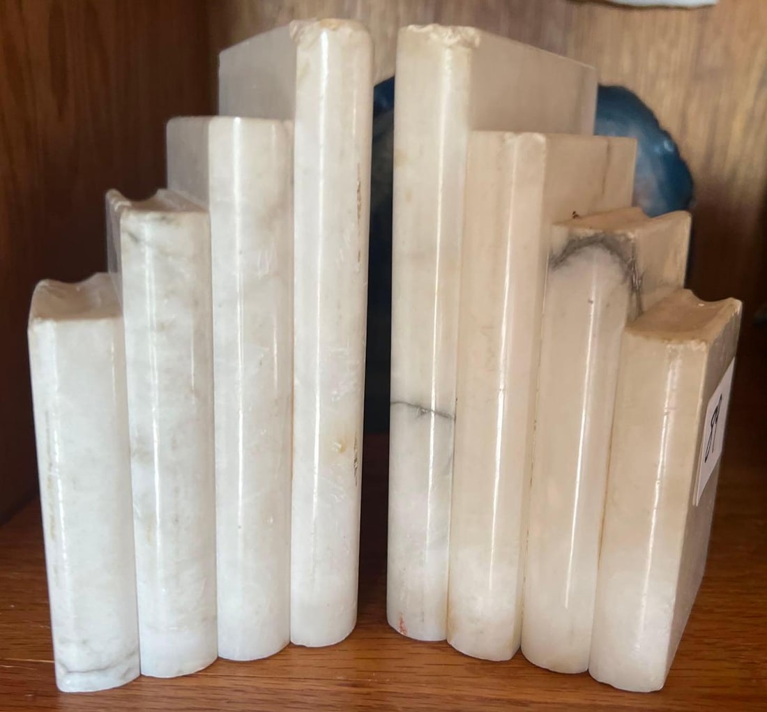 Pair Of Marble Book Shaped Bookends (1 of 1)