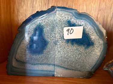 Pair Of Blue Geode Bookends