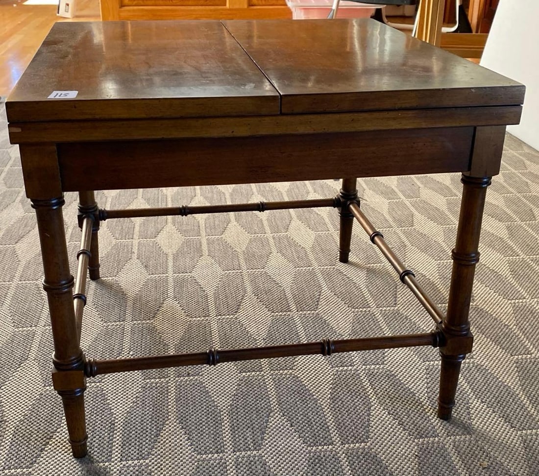 Lane Burl Decorated Side Table: Lane Burl Decorated Side Table Pick-Up will be Thursday Aug 8th & Saturday Aug 10th from 11:00-4:00. Shipped items must have shipping arranged by Saturday, Aug 10th. Items not picked up or without shi
