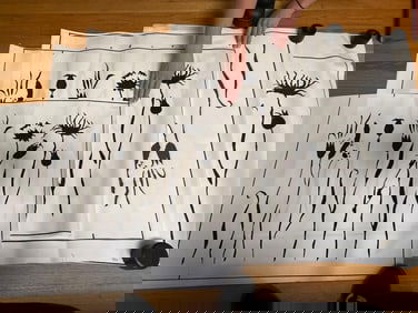 Four Large Black & White Floral Prints