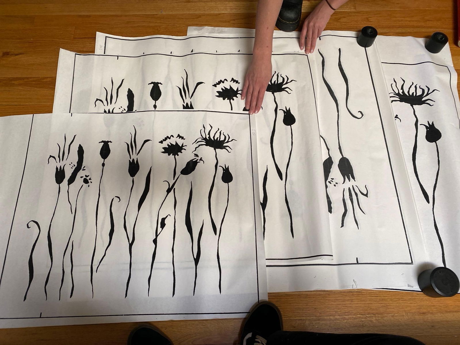 Four Large Black & White Floral Prints (1 of 1)