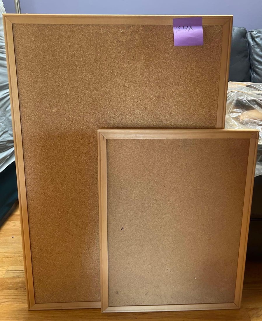 Two Cork Boards: Two Cork Boards. Pick-Up will be Thursday Aug 8th & Saturday Aug 10th from 11:00-4:00. Shipped items must have shipping arranged by Saturday, Aug 10th. Items not picked up or without shipping by this 