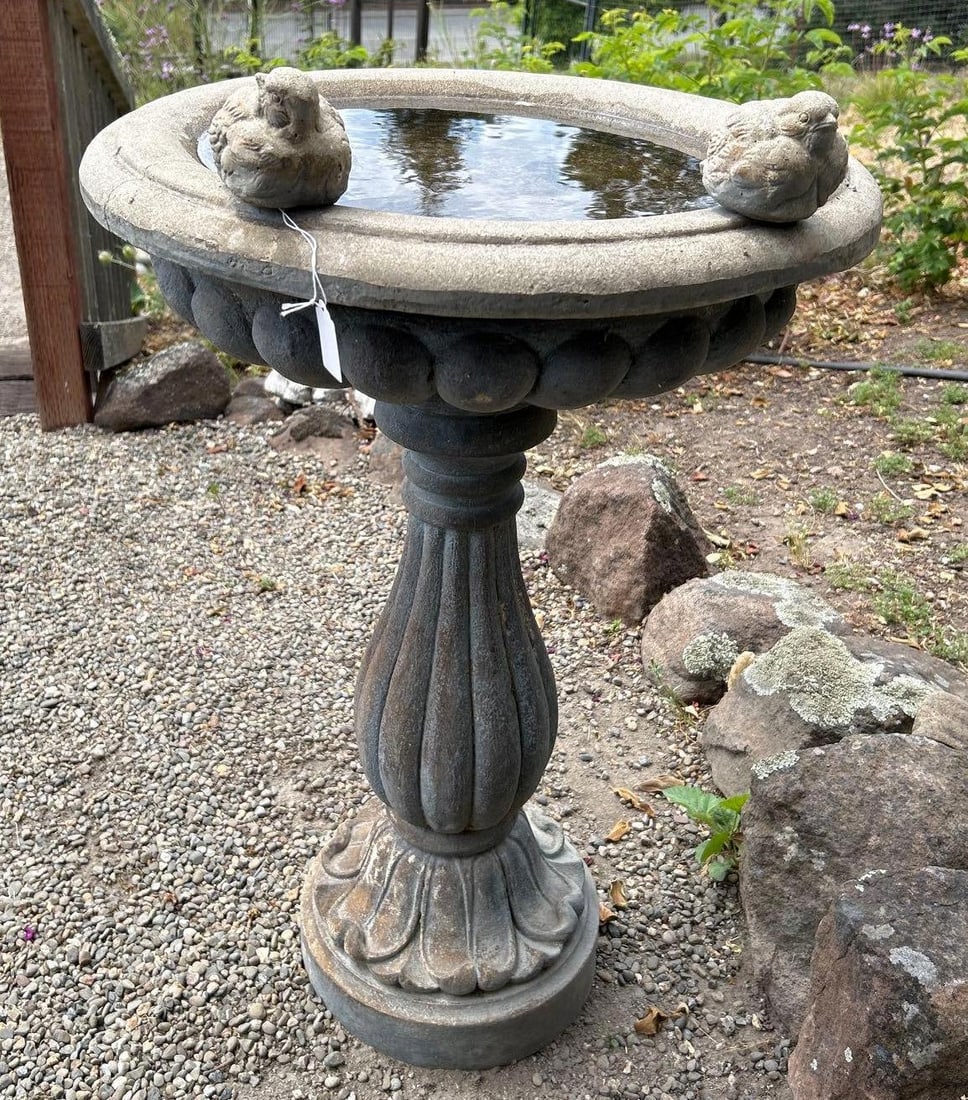 Tall Cement Birdbath (1 of 3)