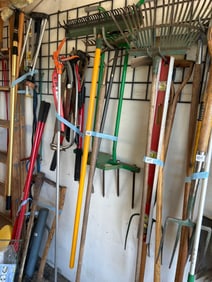 A Lot Of Rakes, Crowbar, Large Garden Tool