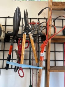 Hedgers, Clippers, Bungee Cords, And Other Garden Items
