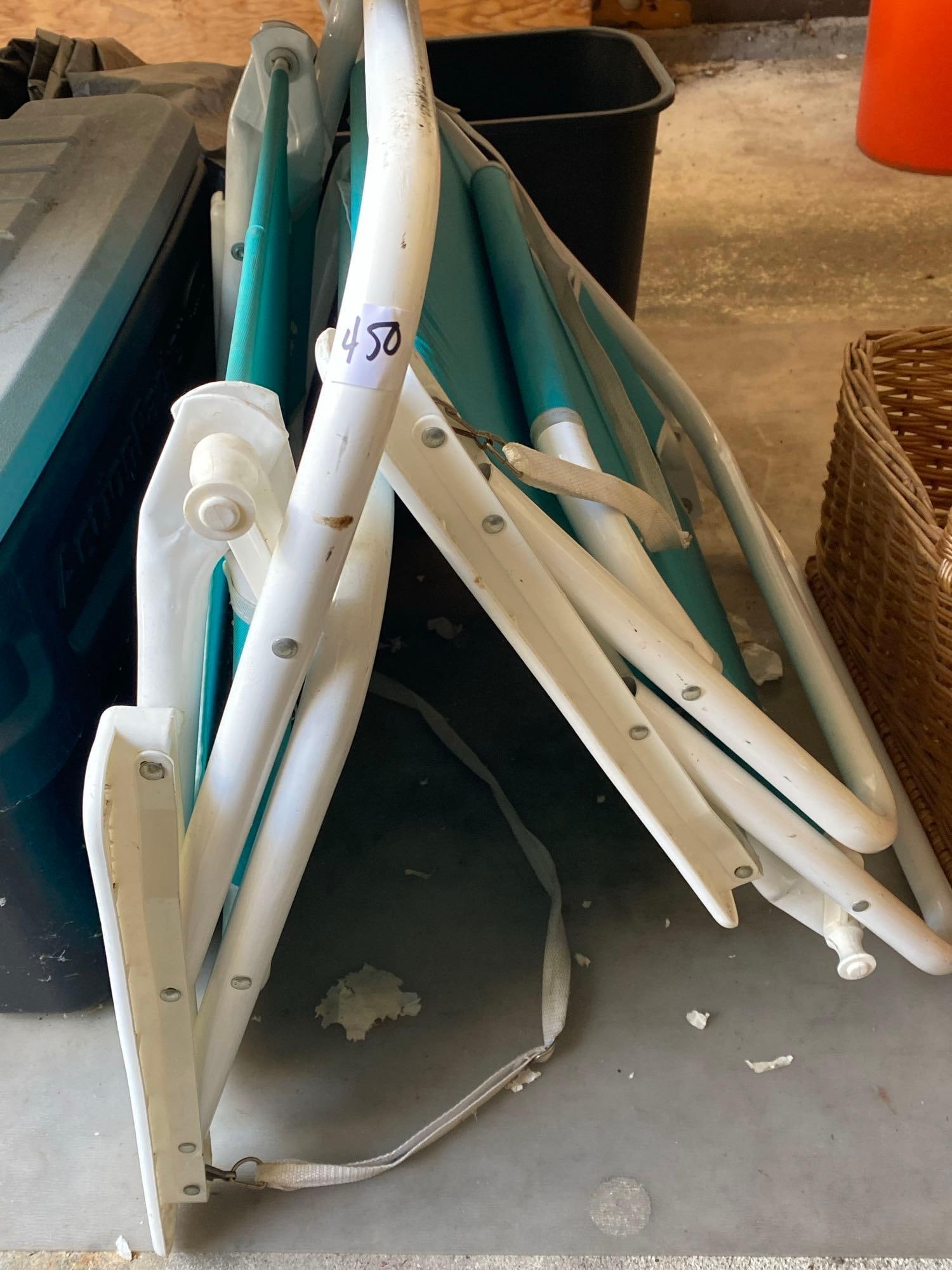 Two Blue Folding Beach Chairs (1 of 1)