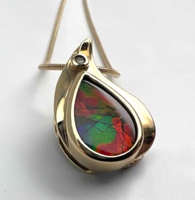 14K Ammolite Diamond Necklace