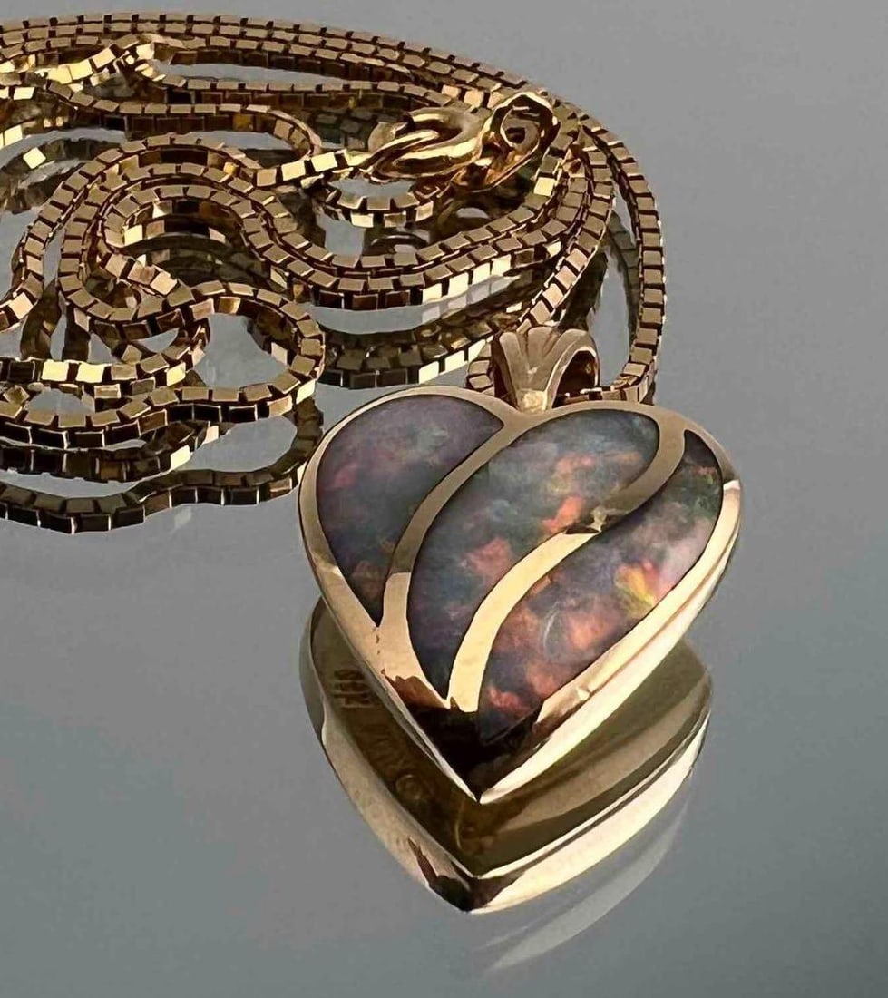 14K Opal Heart Necklace (1 of 6)