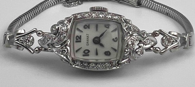 Platinum Diamond Granat Ladies Watch