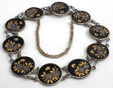 Sterling Silver Gold Inlay Bracelet