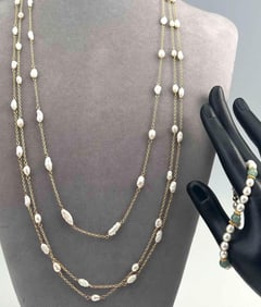 Three Freshwater Pearl Necklaces & Bracelet