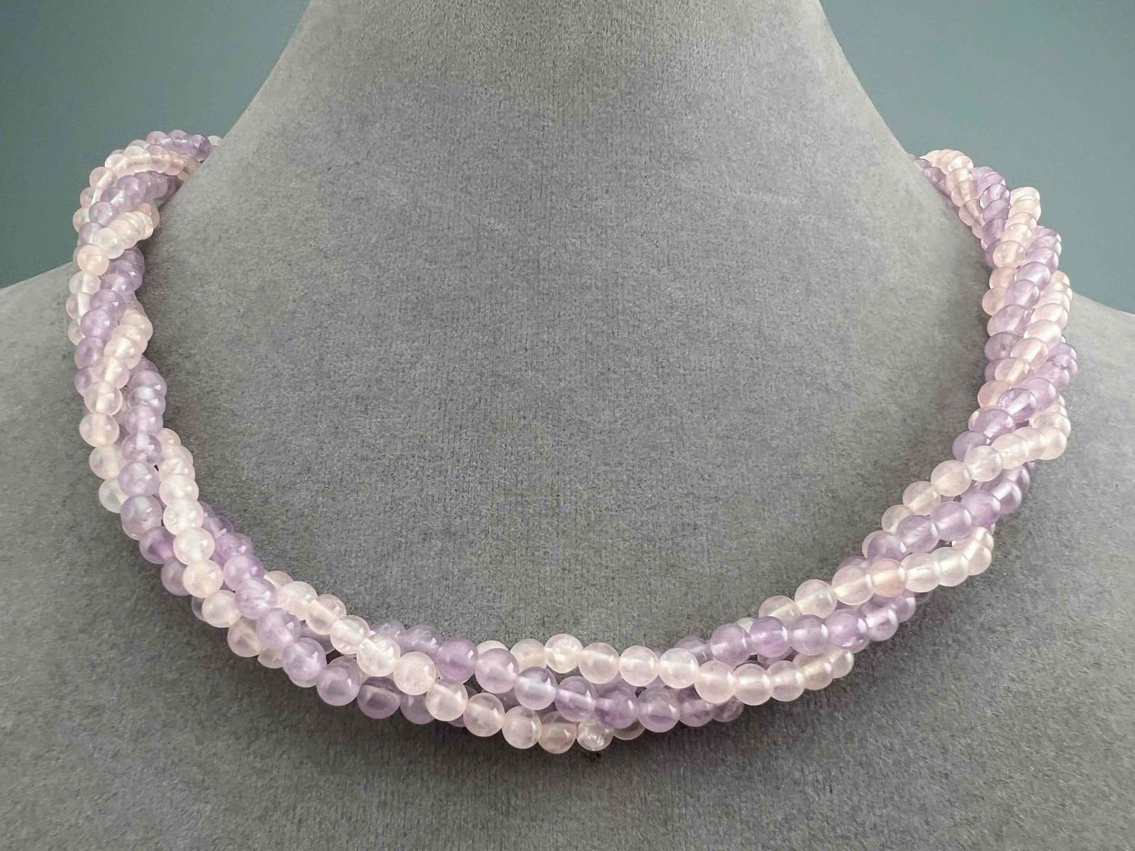14K Amethyst & Rose Quartz Beaded Necklace (1 of 4)