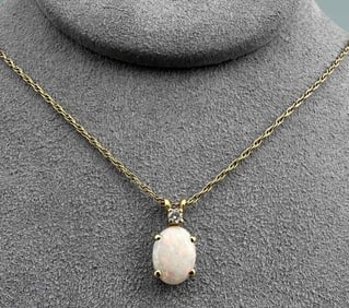 14K Opal Diamond Necklace