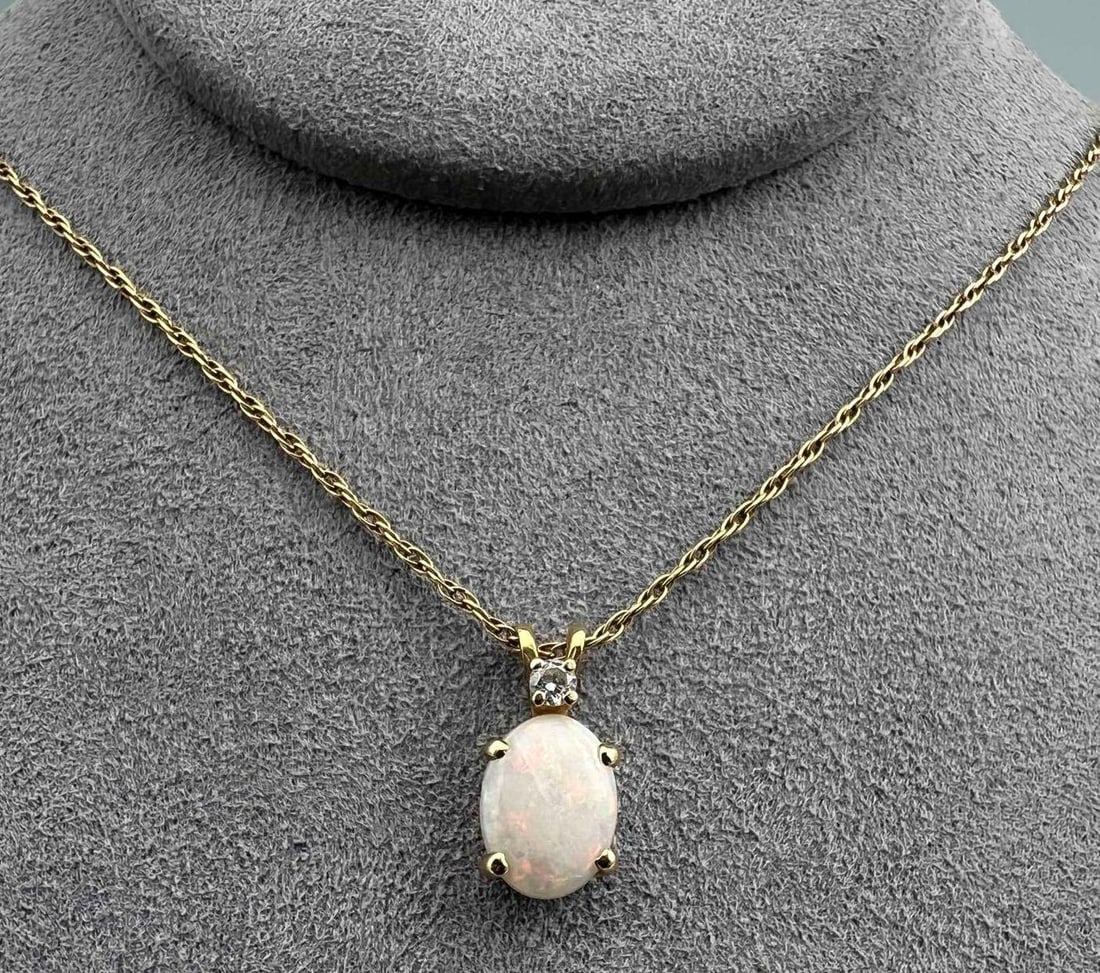14K Opal Diamond Necklace (1 of 6)