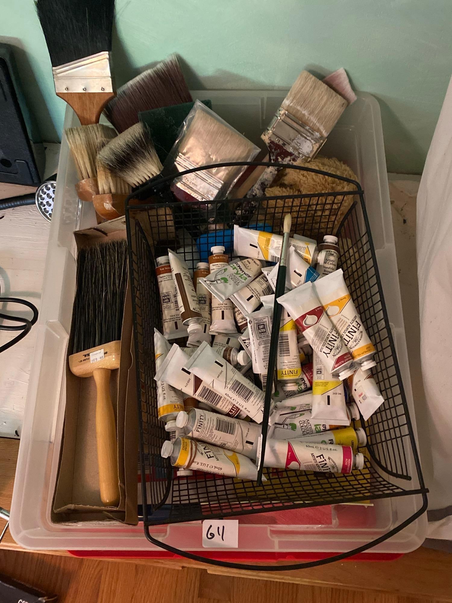 Large Lot Of Paints, Paint Brushes, And Equipment (1 of 2)