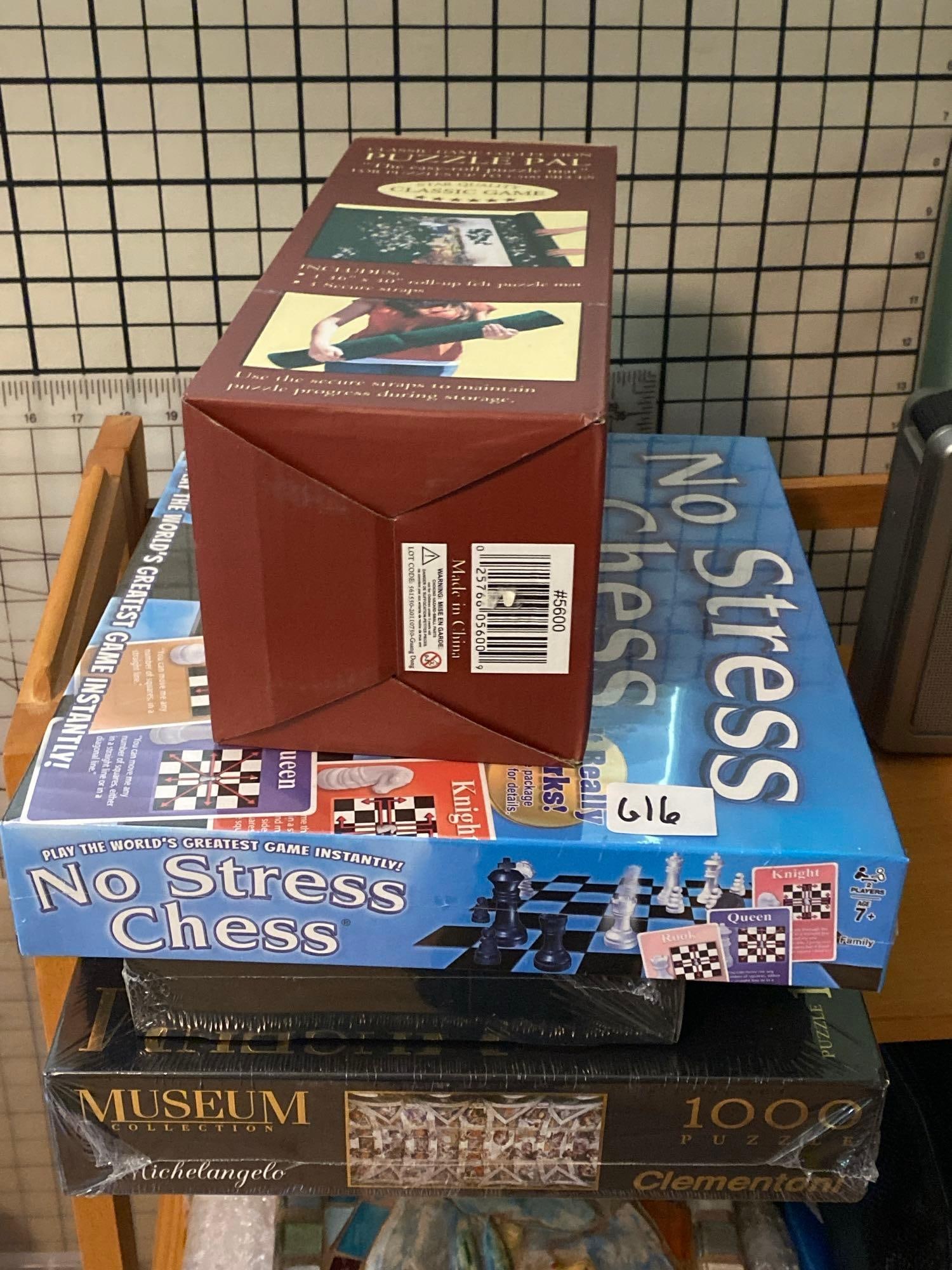 Puzzles, Puzzle Mat, And Chess Game: Puzzles, Puzzle Mat, And Chess Game Pick-Up will be Thursday Aug 8th & Saturday Aug 10th from 11:00-4:00. Shipped items must have shipping arranged by Saturday, Aug 10th. Items not picked up or withou