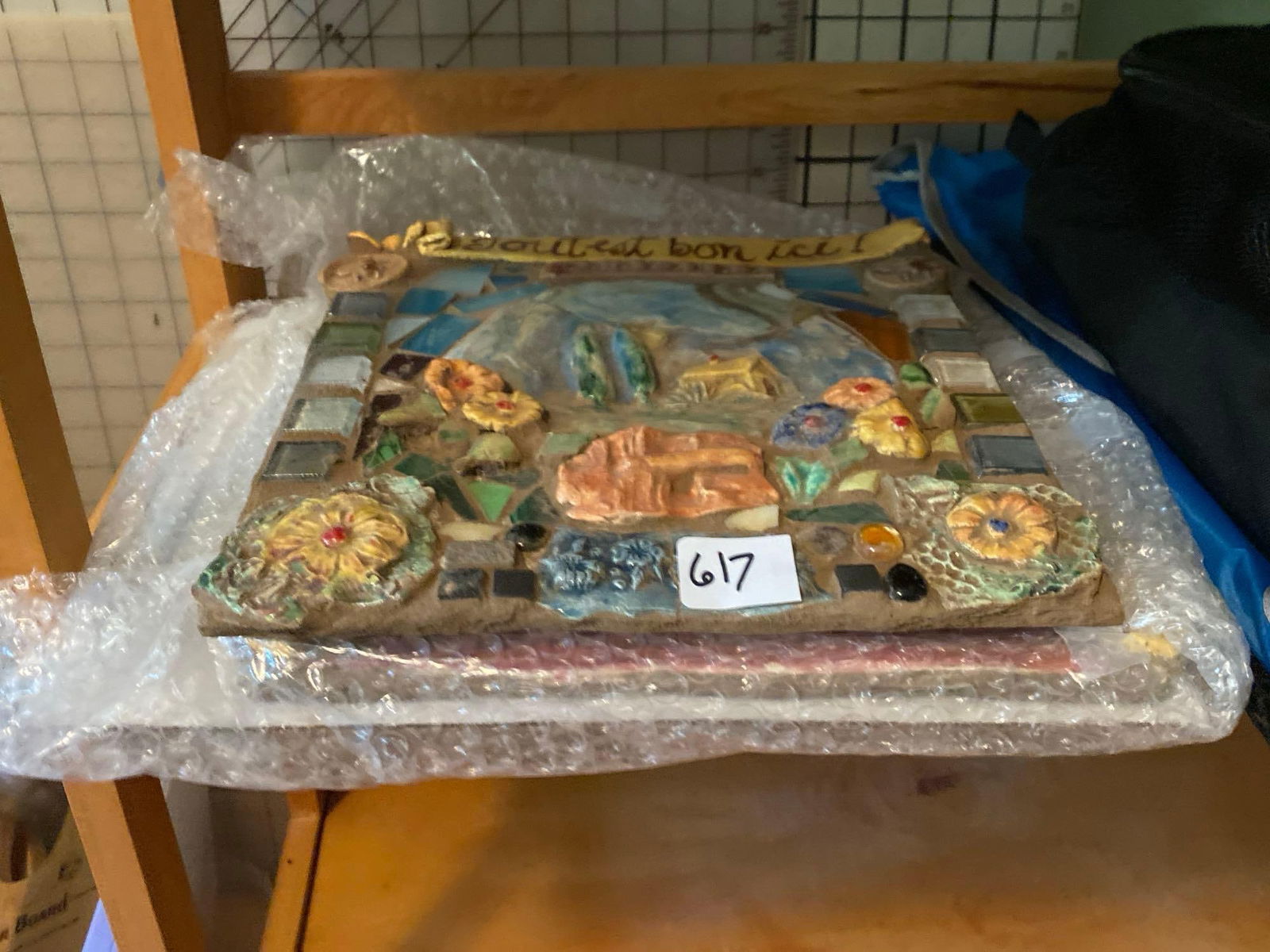 Two French Mosaic Plaques: Two French Mosaic Plaques Pick-Up will be Thursday Aug 8th & Saturday Aug 10th from 11:00-4:00. Shipped items must have shipping arranged by Saturday, Aug 10th. Items not picked up or without shipping