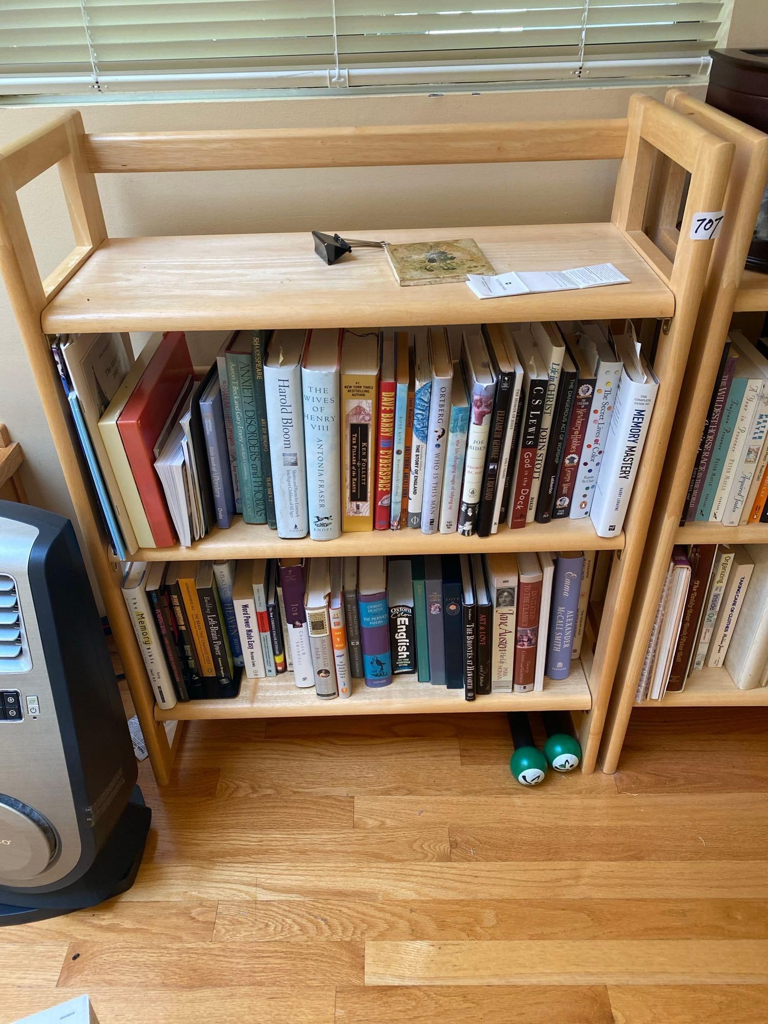 Wooden Bookshelf: Wooden bookshelf, items on shelf not included Pick-Up will be Thursday Aug 8th & Saturday Aug 10th from 11:00-4:00. Shipped items must have shipping arranged by Saturday, Aug 10th. Items not picked up