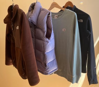 Ladies North Face Puffer Vest, Fleeces, And Crew Neck Sweatshirt