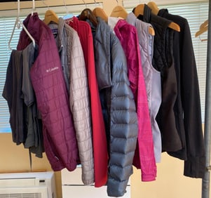 Ladies Athletic Clothing, Including Patagonia Puffer Jacket, Columbia, Lucy, And More